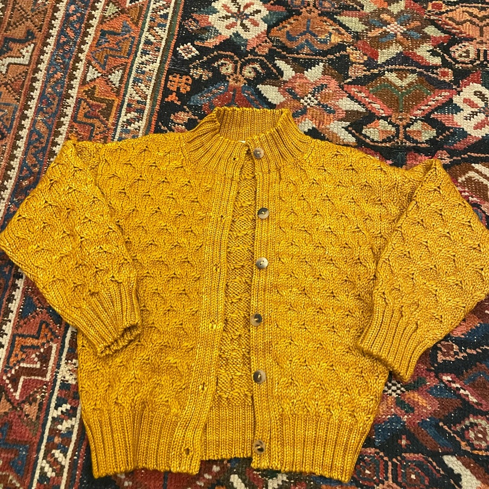 COPY - Misha & Puff honeycomb cardigan, sibling matches! 5-6y, marigold